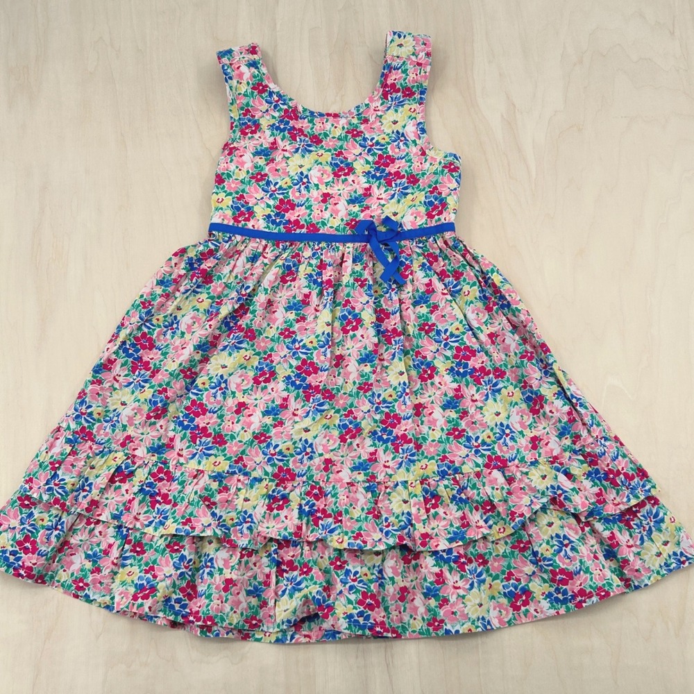 Girls Cottagecore Floral Tiered Sundress 6‎ Multicolor Ruffle American Living